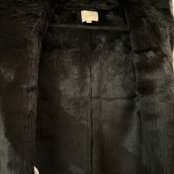 Loft Vest Womens Extra Small Black Faux Suede Faux Fur Open Front Comfort - Picture 4 of 5